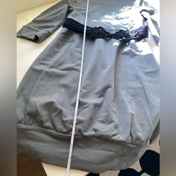 Vfish Gray Dress with Black Lace Belt Size Medium - Picture 4 of 8